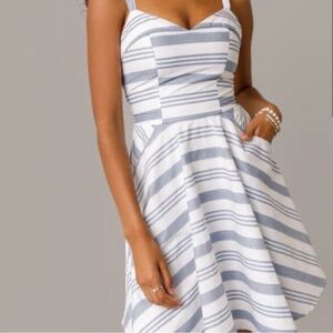 Jun & Ivy Blue Striped Mini Dress